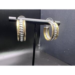 Gold and Silver Wide Hoop Earrings